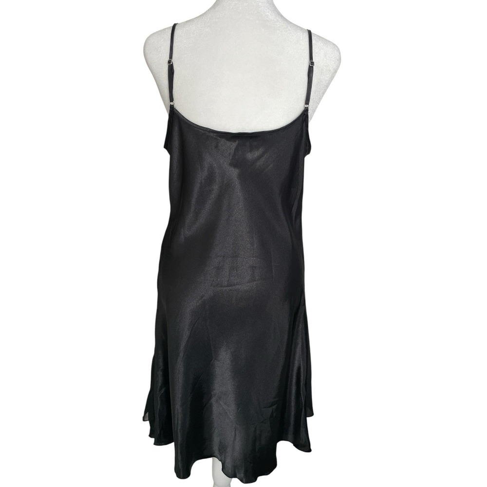 Unbranded Black Satin Lacey Slip Dress Size XL Witchy Dark Fairy Party Romantic - Picture 2 of 11